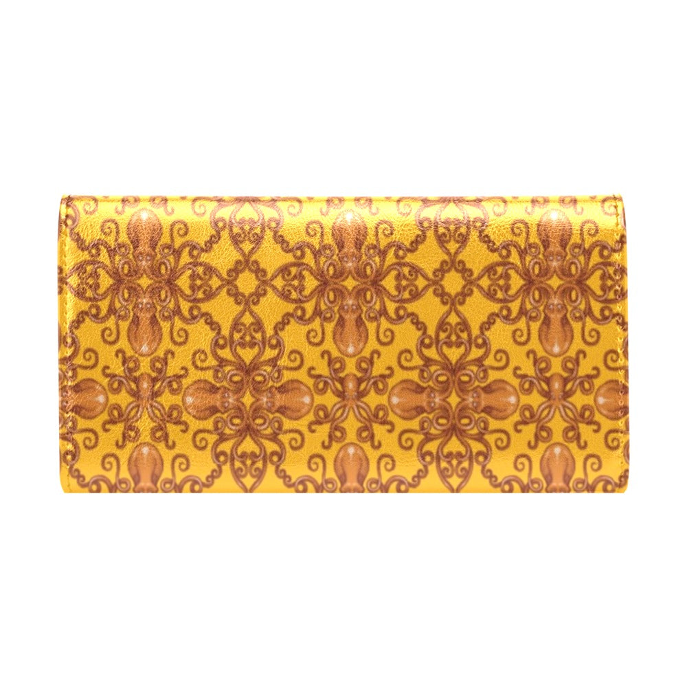 Octopus Background Design Print Women's Trifold Wallet