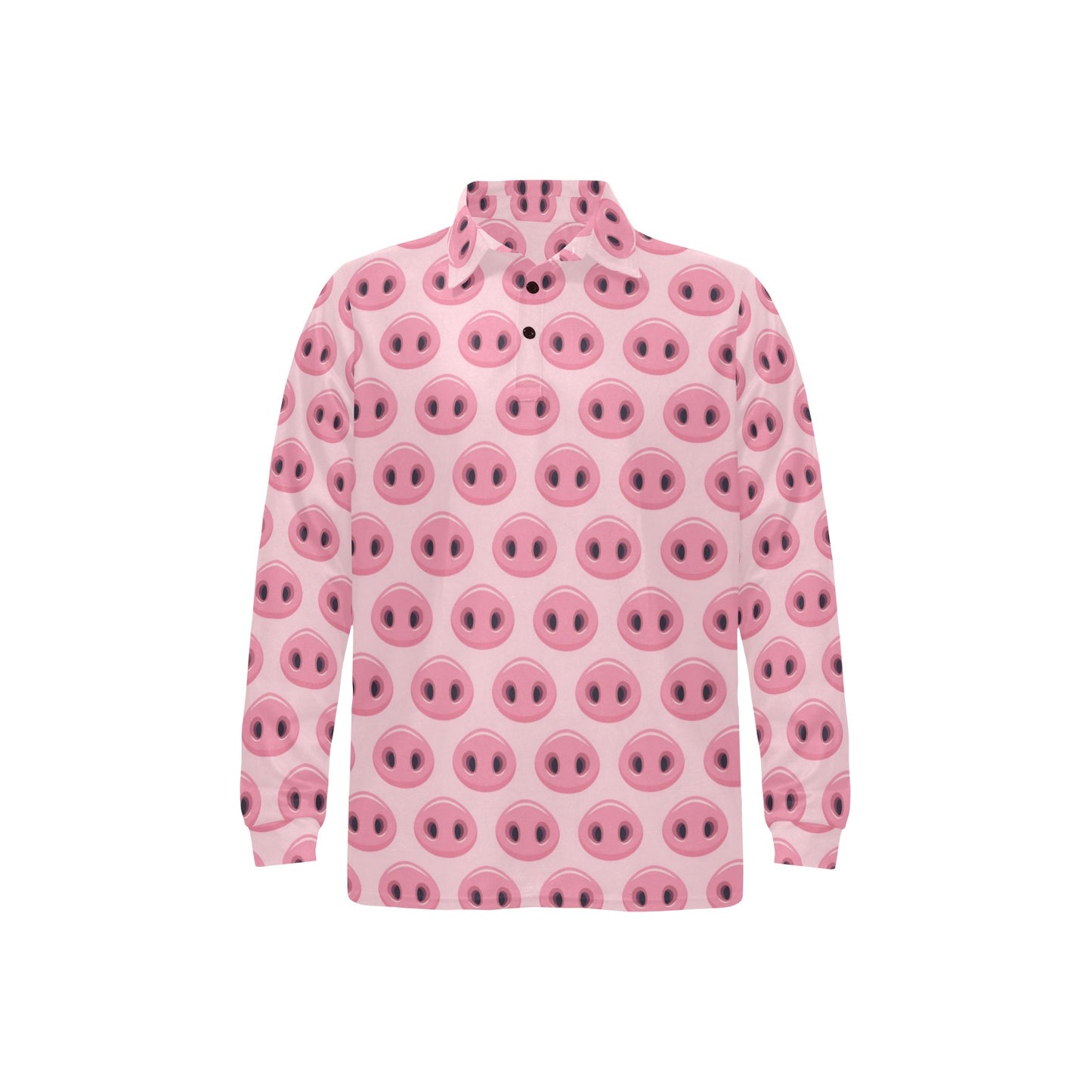 Pig Print Design LKS401 Long Sleeve Polo Shirt For Men's