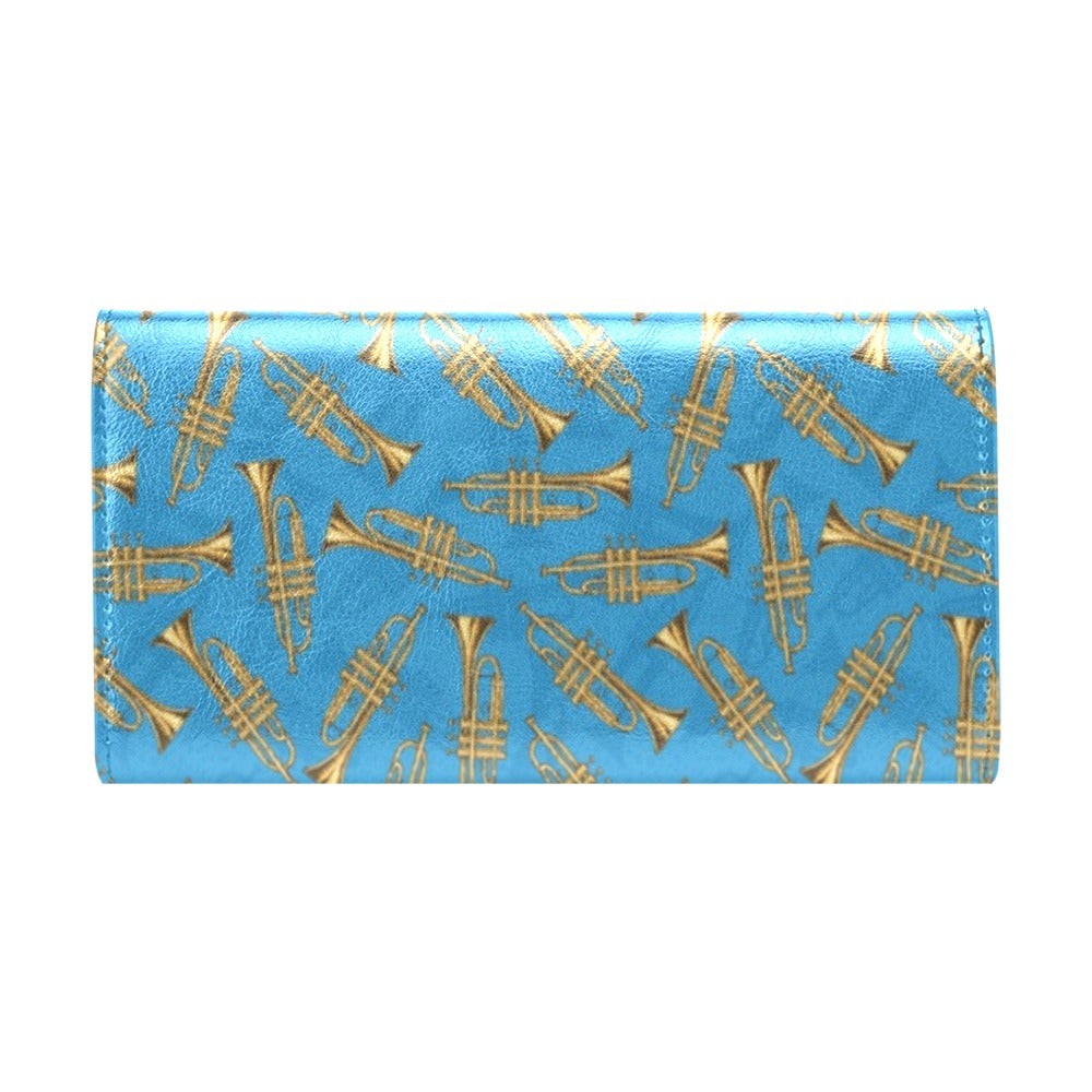 Trumpet Golden Pattern Themed Print Women's Trifold Wallet