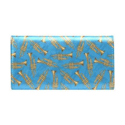 Trumpet Golden Pattern Themed Print Women's Trifold Wallet