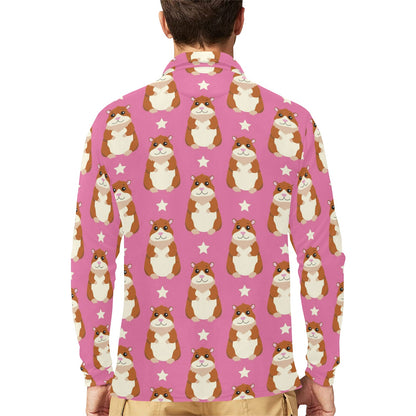 Hamster Cute Pattern Print Design 02 Long Sleeve Polo Shirt For Men's