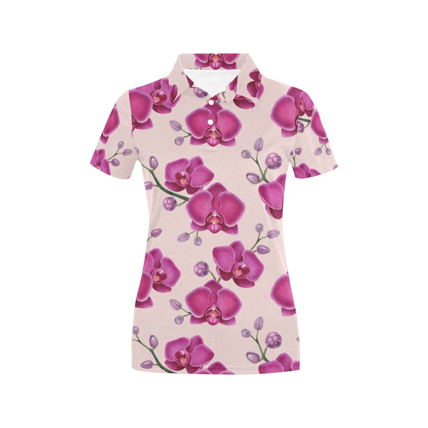 Orchid Pattern Print Design A02 Women's Polo Shirt