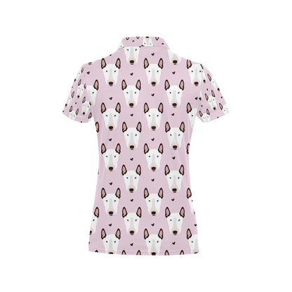 Bull Terrier Pink Print Pattern Women's Polo Shirt
