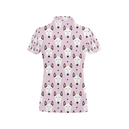 Bull Terrier Pink Print Pattern Women's Polo Shirt
