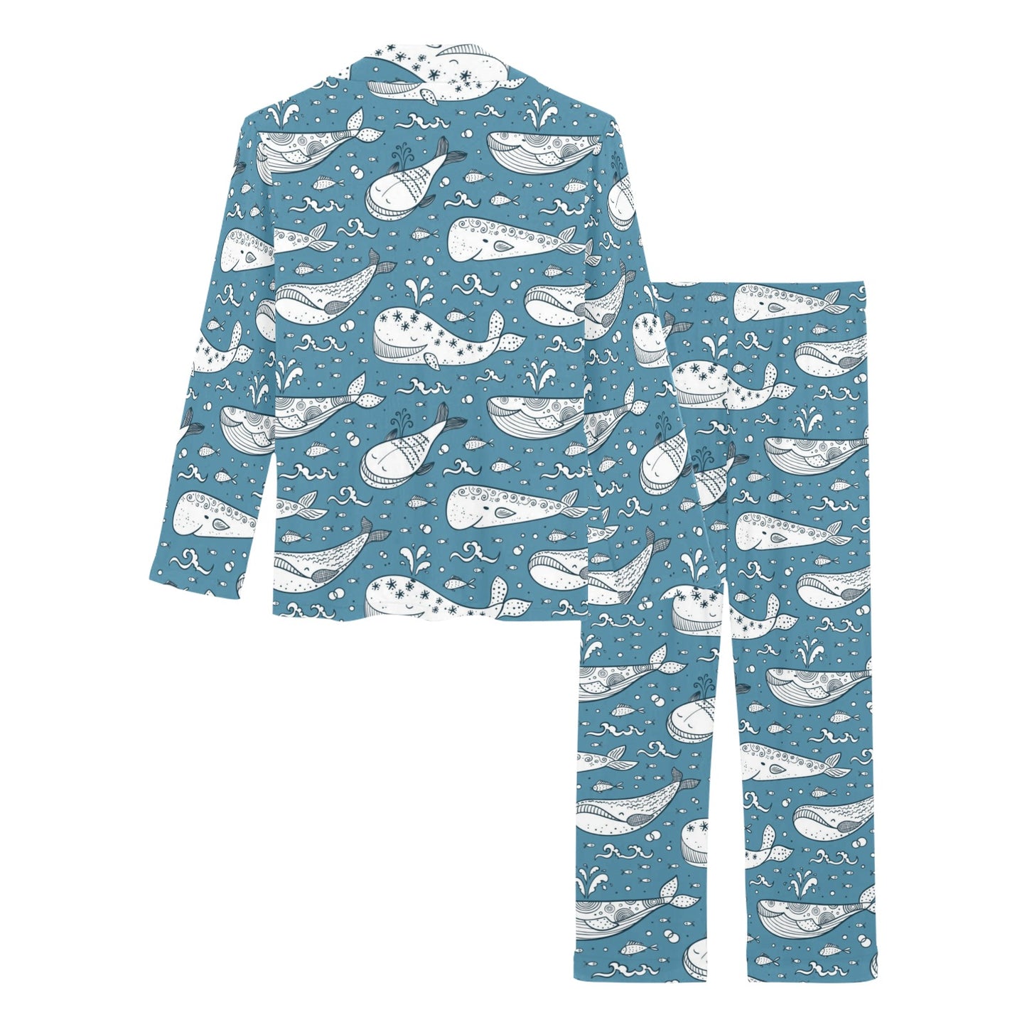 Humpback Whale Pattern Print Design 03 Women's Long Pajama Set