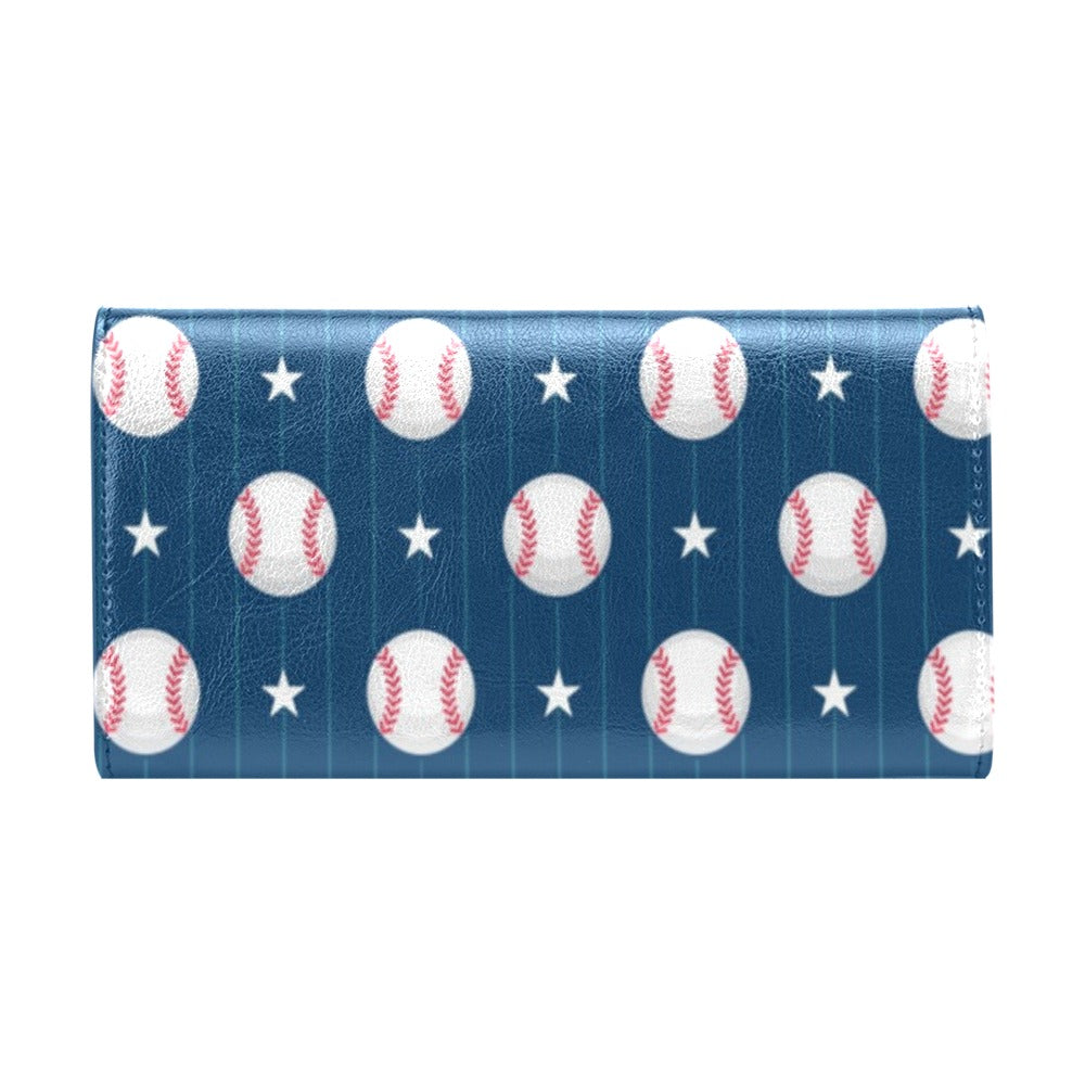 Baseball Star Print Pattern Women's Trifold Wallet