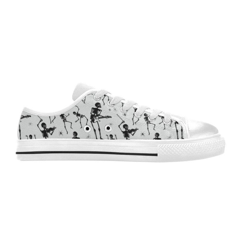 Skeleton Music Player Print Design LKS303 Women's White Low Top Shoes