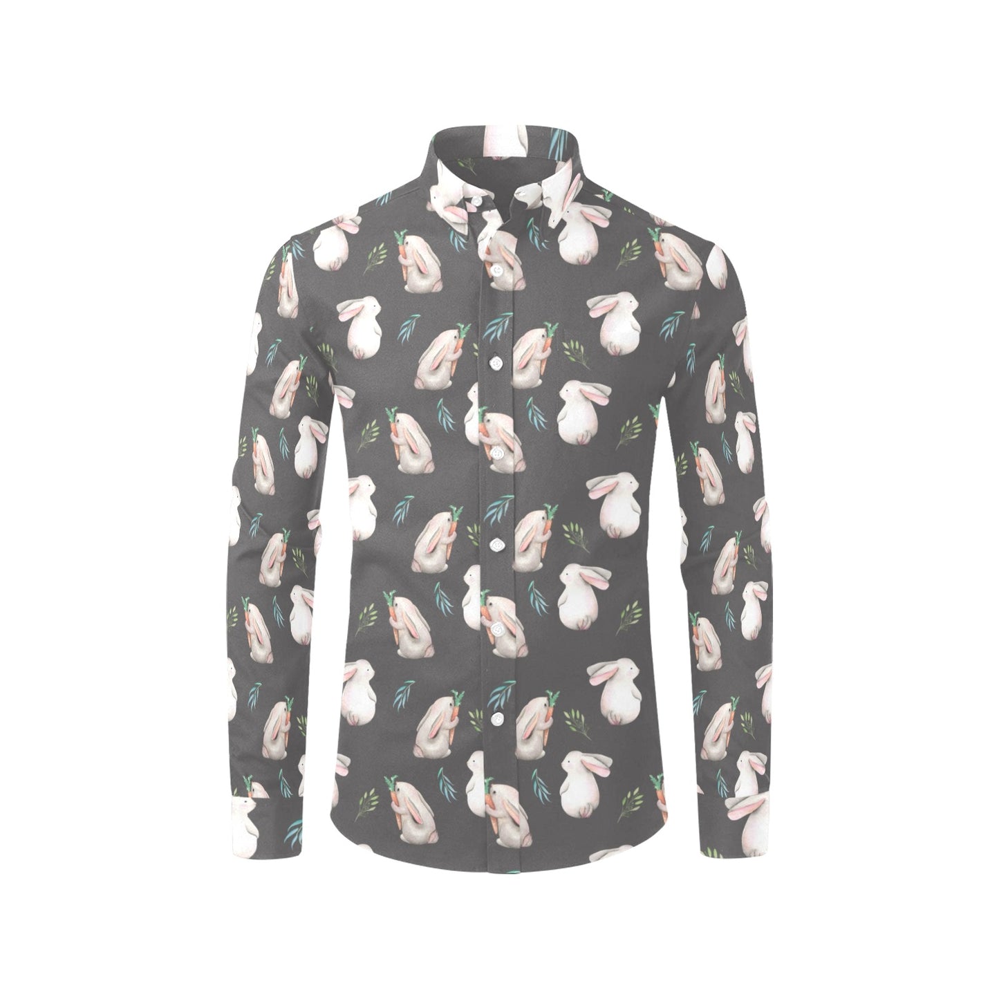 Rabbit Print Design LKS402 Men's Long Sleeve Dress Shirt
