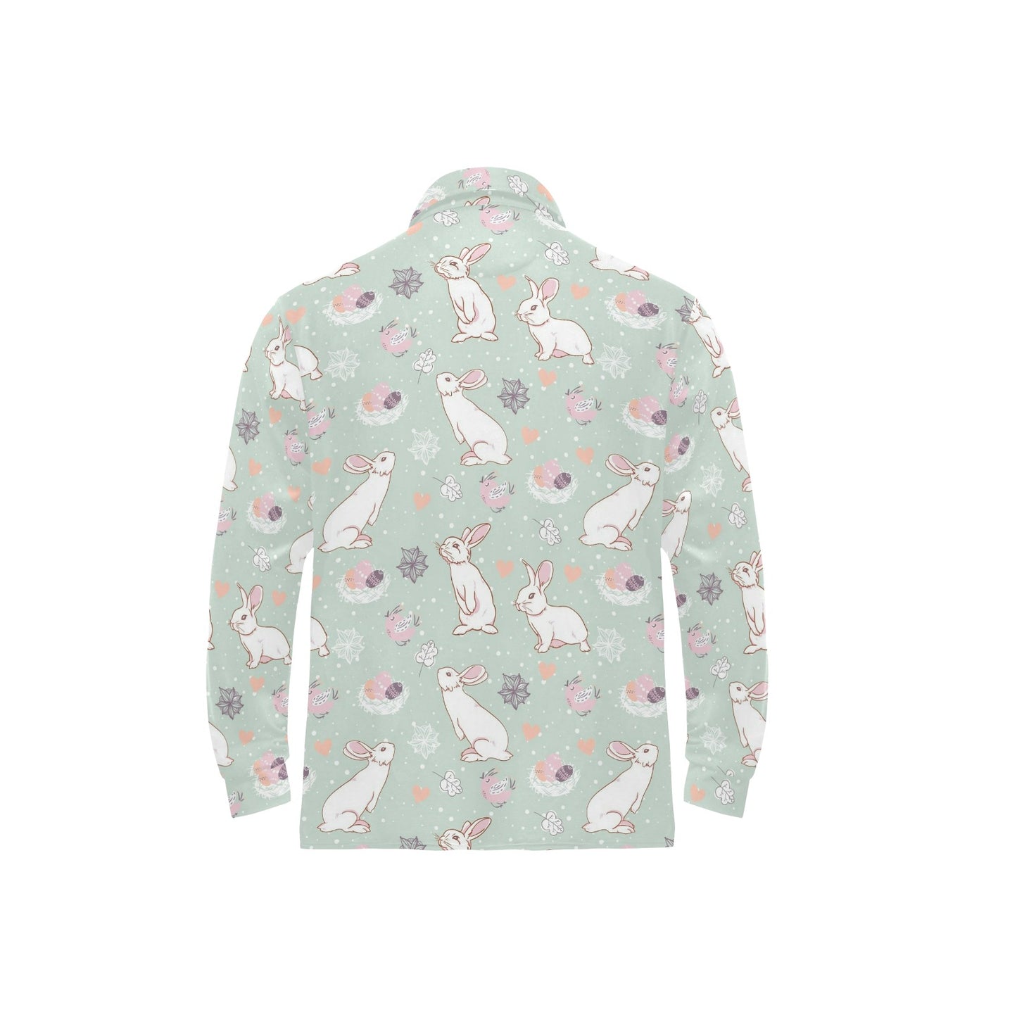 Rabbit Pattern Print Design RB011 Long Sleeve Polo Shirt For Men's