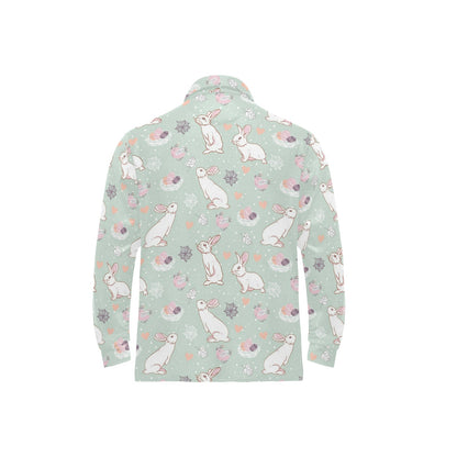 Rabbit Pattern Print Design RB011 Long Sleeve Polo Shirt For Men's