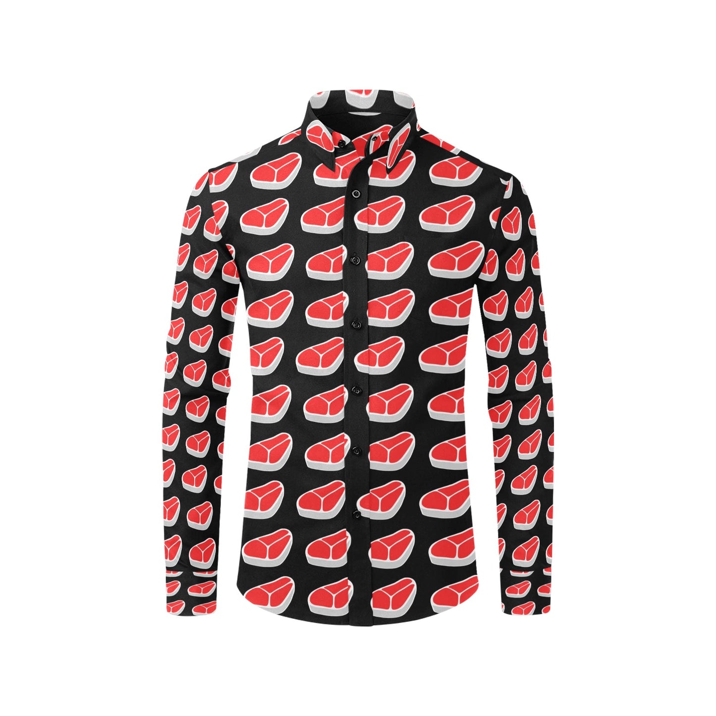 Steak Print Design LKS303 Men's Long Sleeve Dress Shirt