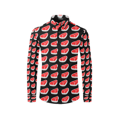 Steak Print Design LKS303 Men's Long Sleeve Dress Shirt