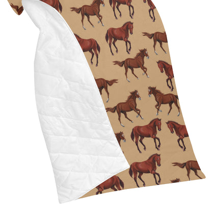 Brown Horse Print Pattern Premium Quilt
