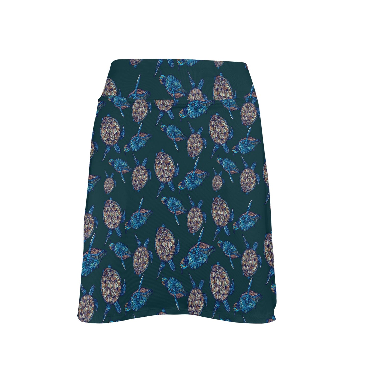 Sea Turtle Hand Drawn Blue Print 17" Golf & Pickleball Skort with Pockets