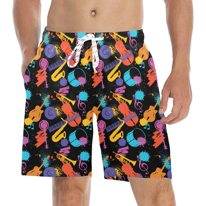 Saxophone Print Design LKS406 Men's Swim Trunks Beach Shorts