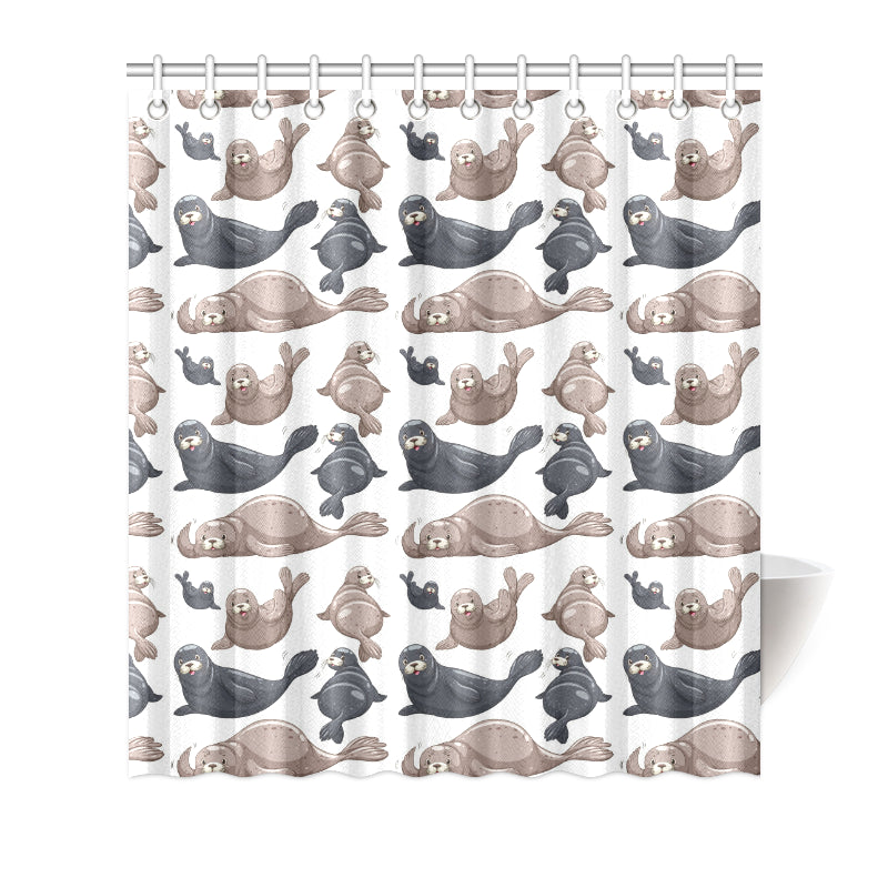 Sea Lion Pattern Print Design 02 Shower Curtain