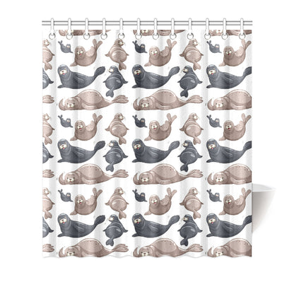 Sea Lion Pattern Print Design 02 Shower Curtain