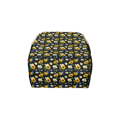 Sunflower Chamomile Bright Color Print Diaper Bag Backpack
