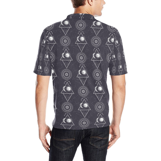 Sun Moon Print Design LKS309 Men Polo Shirt