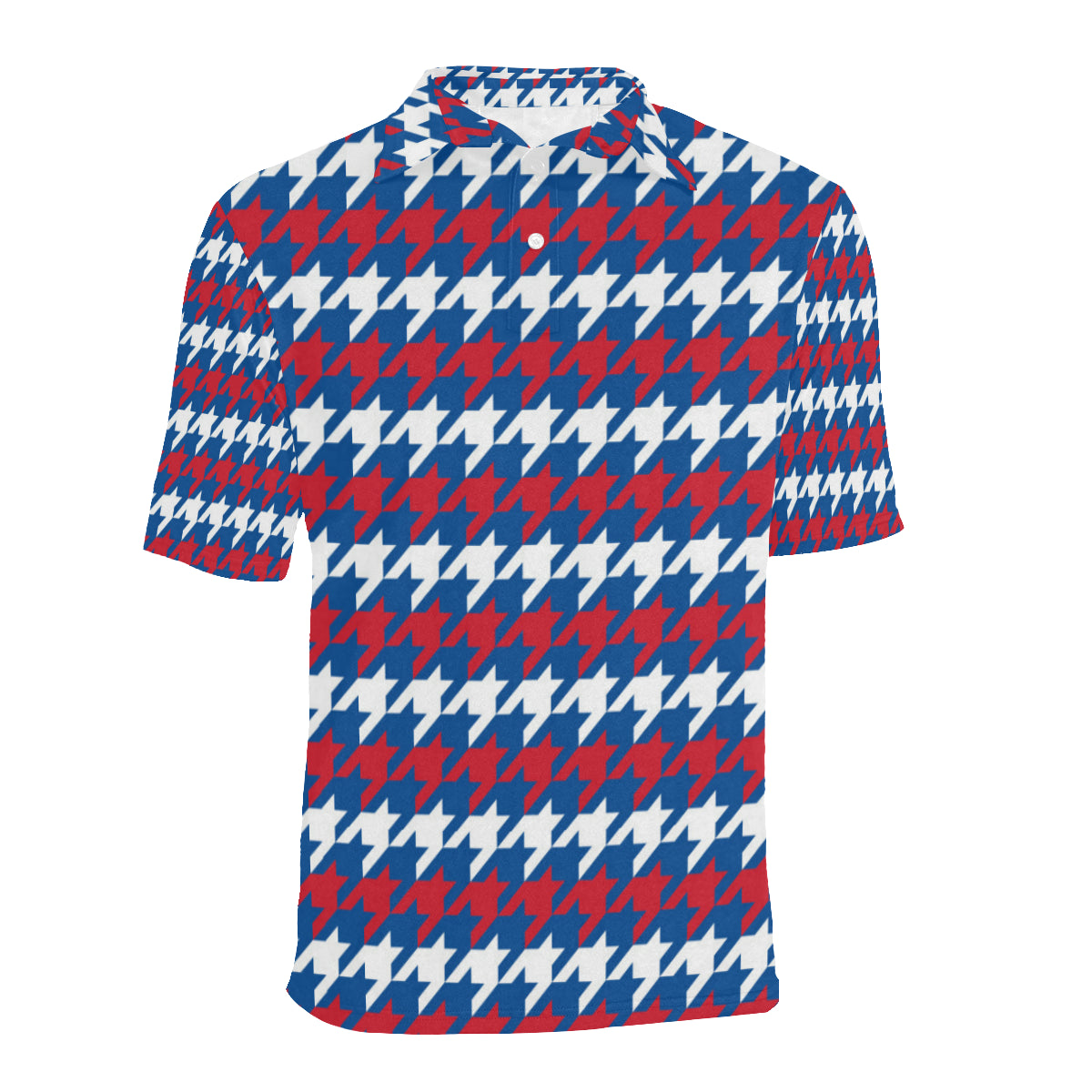 Patriotic Houndstooth Pattern Print Design A02 Men Polo Shirt