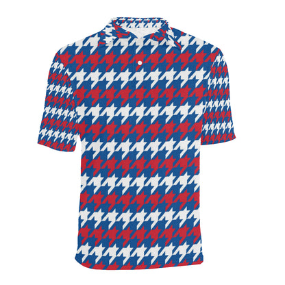 Patriotic Houndstooth Pattern Print Design A02 Men Polo Shirt