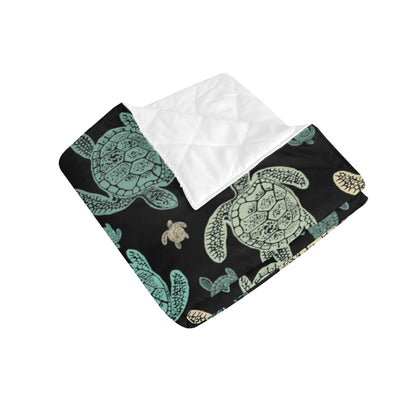Sea Turtle Stamp Pattern Premium Quilt