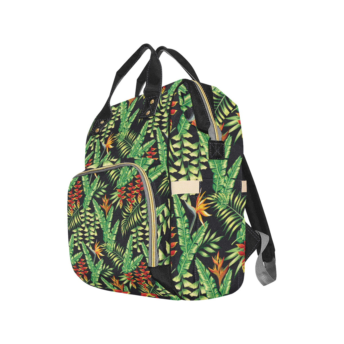 Hawaiian Flower Tropical Palm Leaves Diaper Bag Backpack
