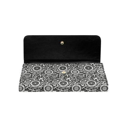 Bicycle Tools Pattern Print Design 02 Women's Trifold Wallet