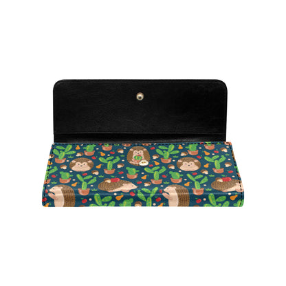 Hedgehog Cactus Pattern Print Design 04 Women's Trifold Wallet