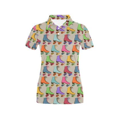 Roller skate Pattern Print Design A01 Women's Polo Shirt