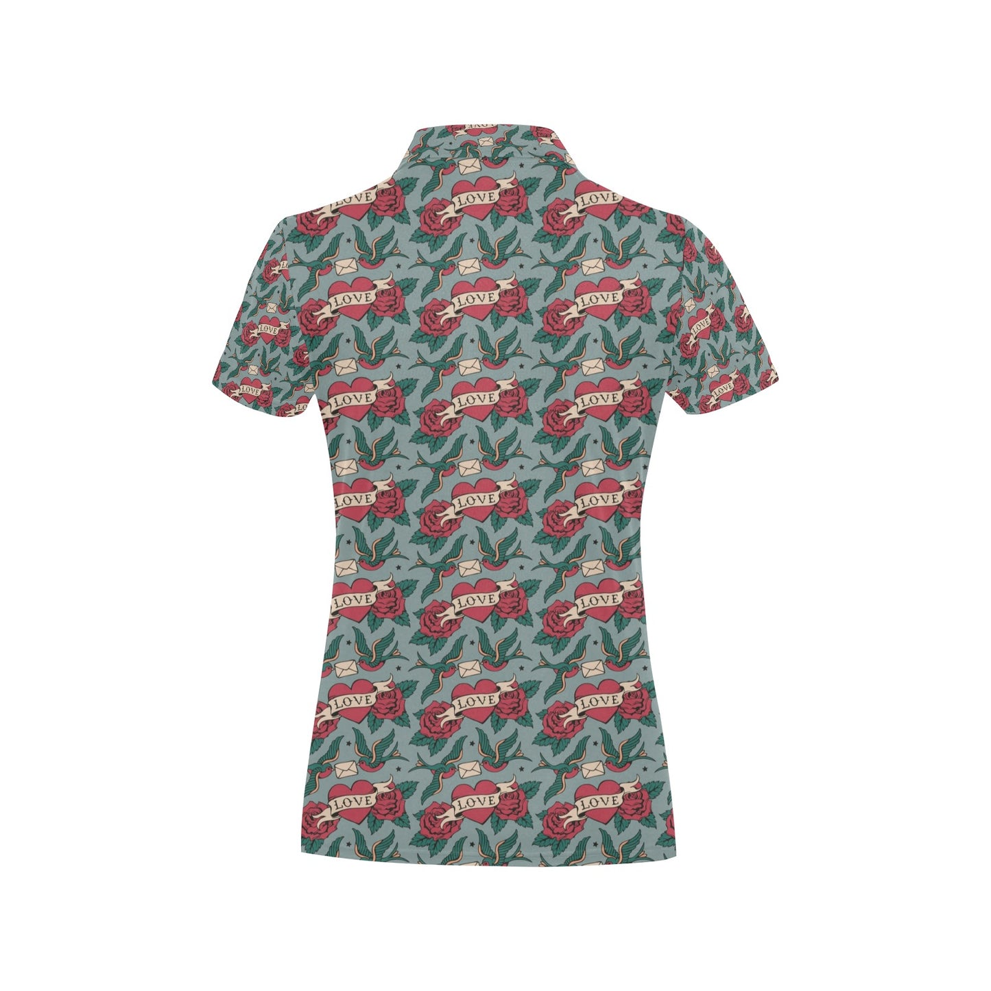 Tattoo Heart Print Design LKS301 Women's Polo Shirt
