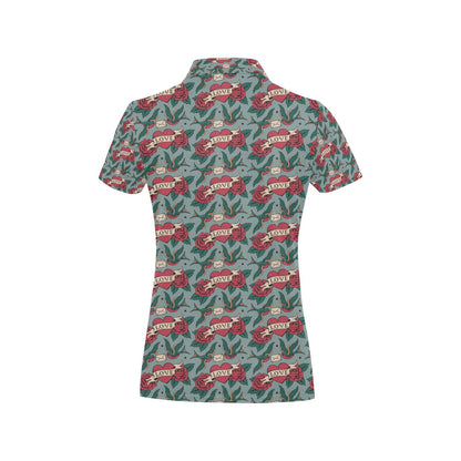 Tattoo Heart Print Design LKS301 Women's Polo Shirt