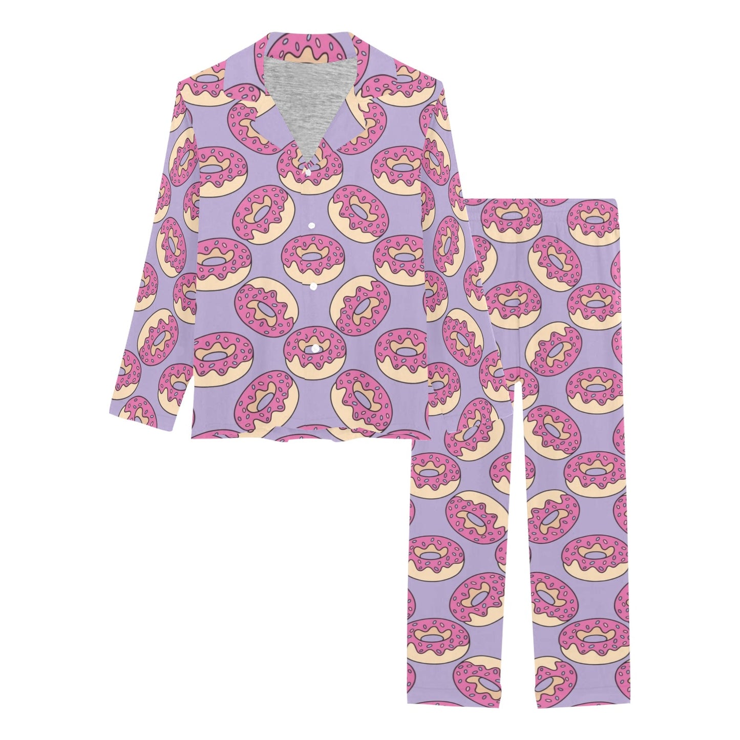 Donut Pattern Print Design DN015 Women's Long Pajama Set