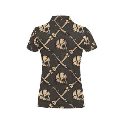 Pirate Pattern Print Design A03 Women's Polo Shirt