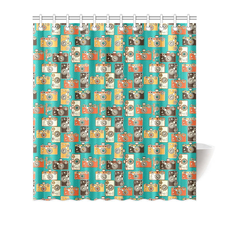 Camera Pattern Print Design 02 Shower Curtain