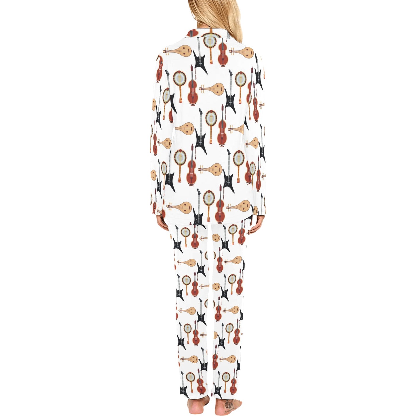 Banjo Print Design LKS403 Women's Long Pajama Set