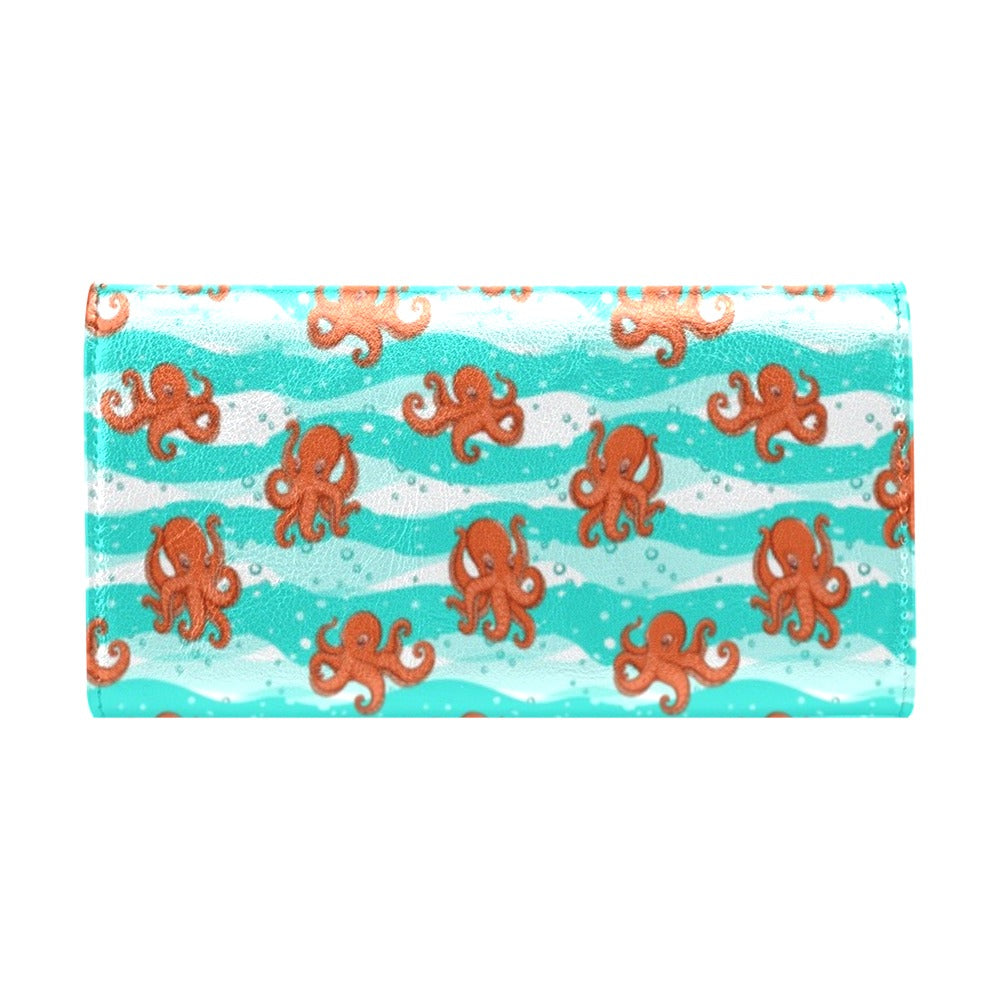 Octopus Cute Design Print Themed Women's Trifold Wallet