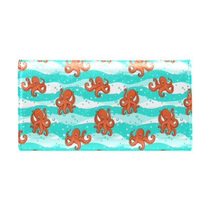 Octopus Cute Design Print Themed Women's Trifold Wallet