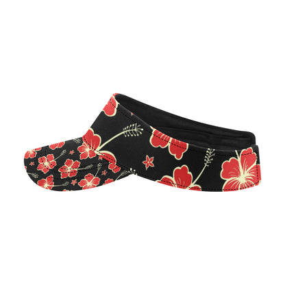 Red Hibiscus Pattern Print Design HB021 Unisex Sun Visor