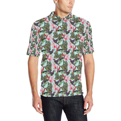 Hummingbird Cute Themed Print Men Polo Shirt