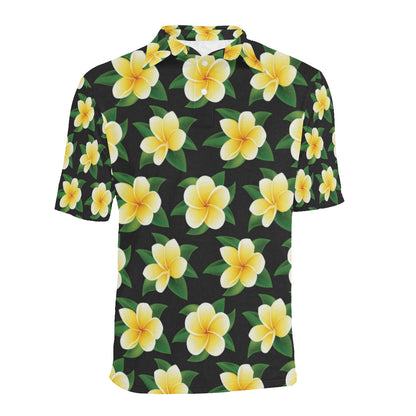Plumeria Pattern Print Design A03 Men Polo Shirt