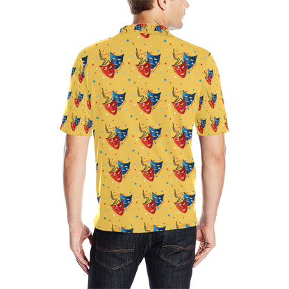 Acting Mask Pattern Print Design 02 Men Polo Shirt