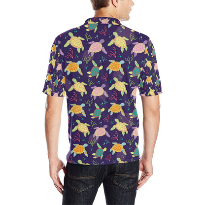 Sea Turtle Color Smile Men Polo Shirt