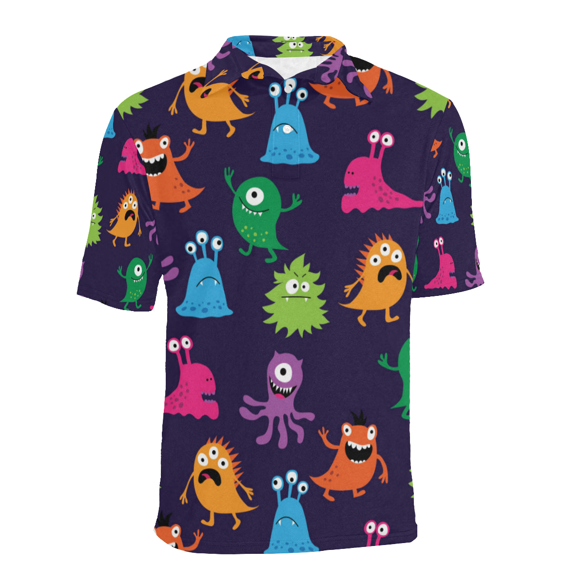 Monster Cartoon Pattern Print Design 02 Men Polo Shirt