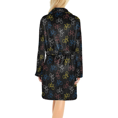 Bicycle Pattern Print Design 03 Women's Fleece Robe