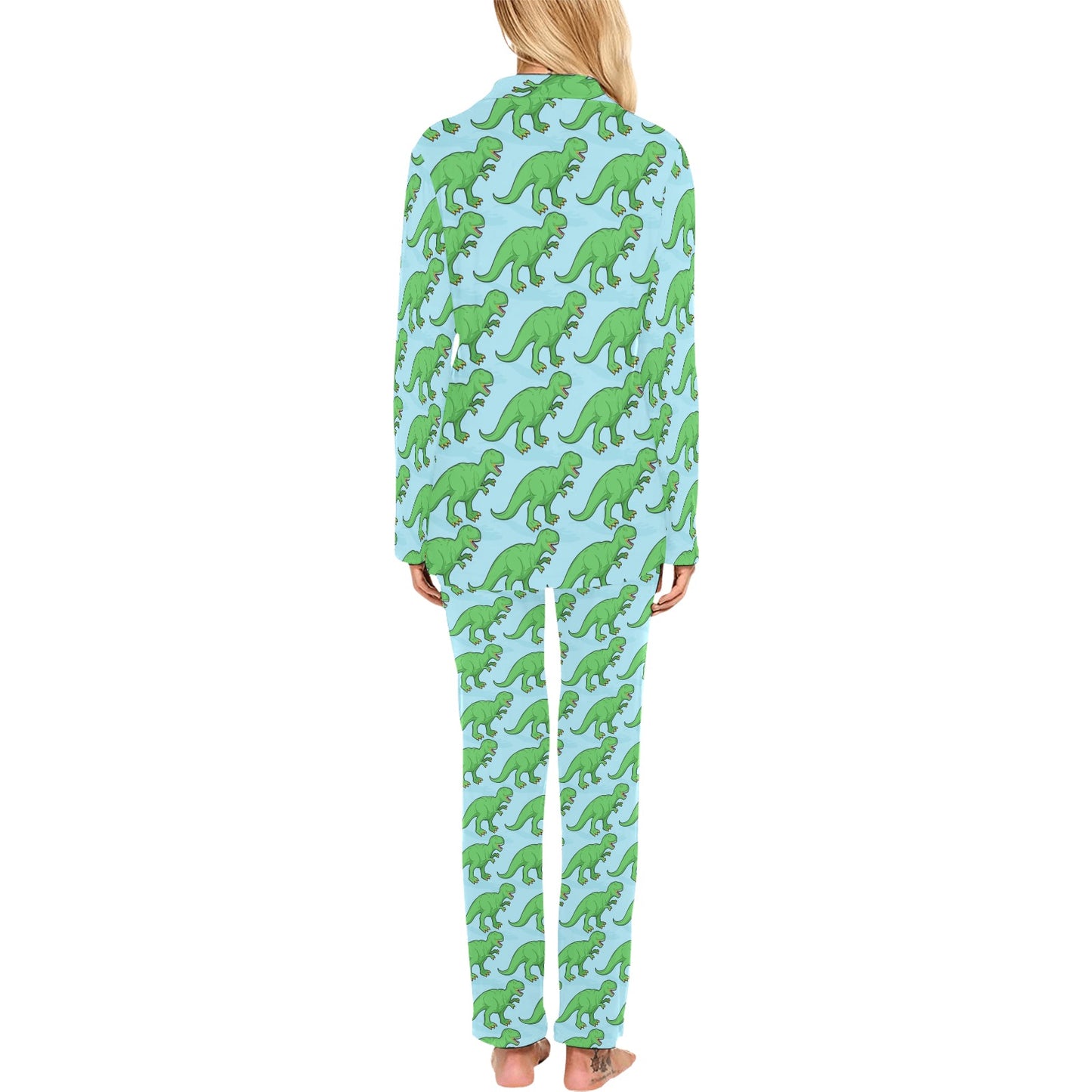 T Rex Pattern Print Design A01 Women's Long Pajama Set