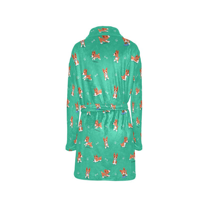 Basenji Pattern Print Design 02 Women's Fleece Robe