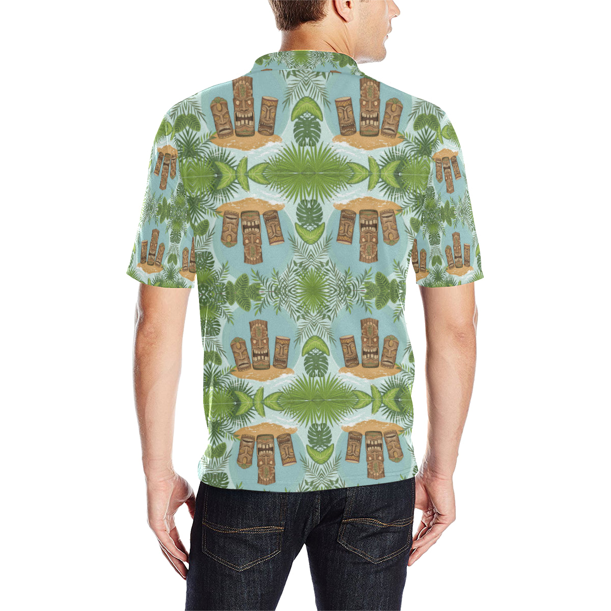 Tiki Wood Island Men Polo Shirt