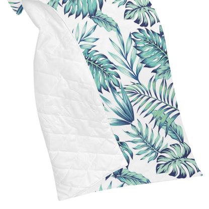 Pattern Tropical Palm Leaves Premium Quilt