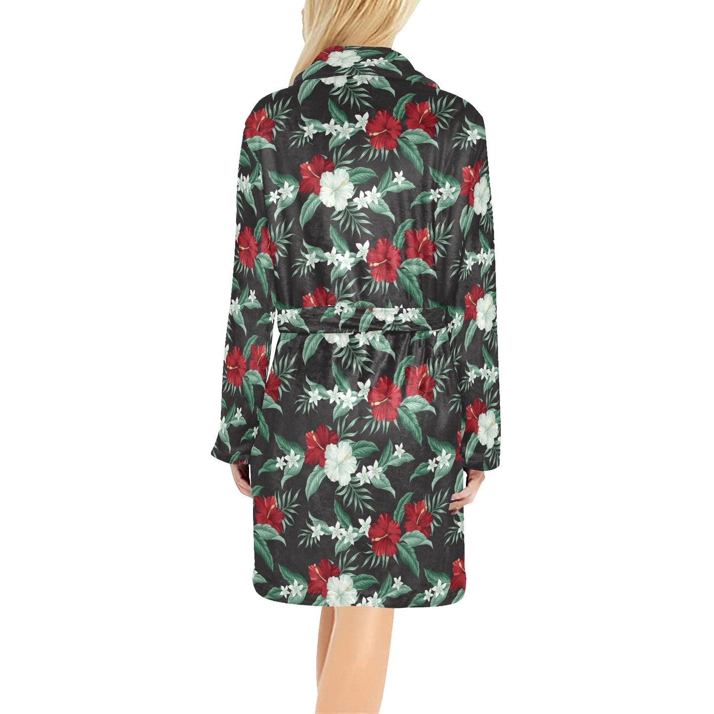 Tropical Flower Print Design LKS303 Women's Fleece Robe